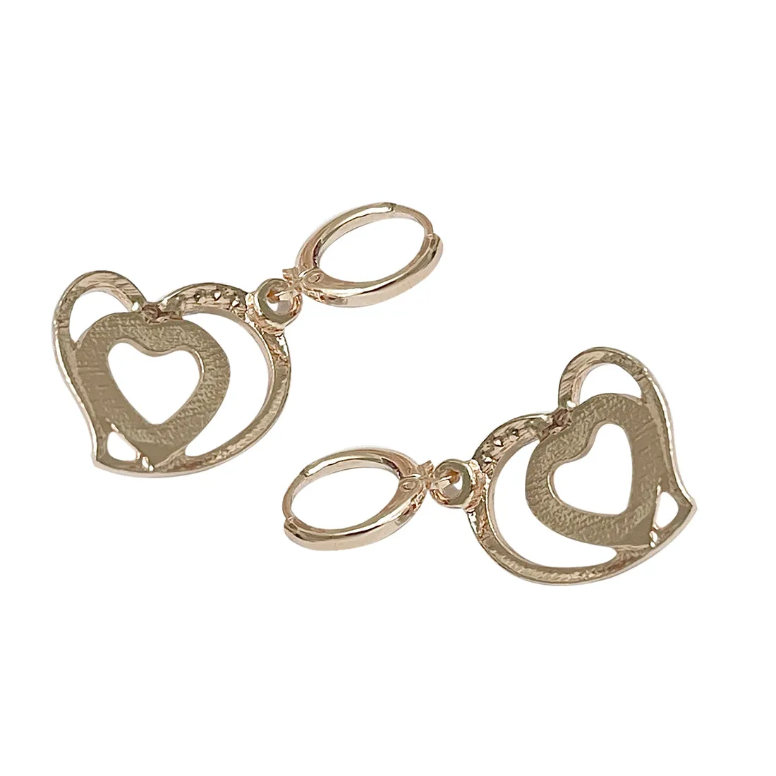 Heart White Moonstone With Diamante Studs Rose Gold-Toned Hoop Drop Earrings