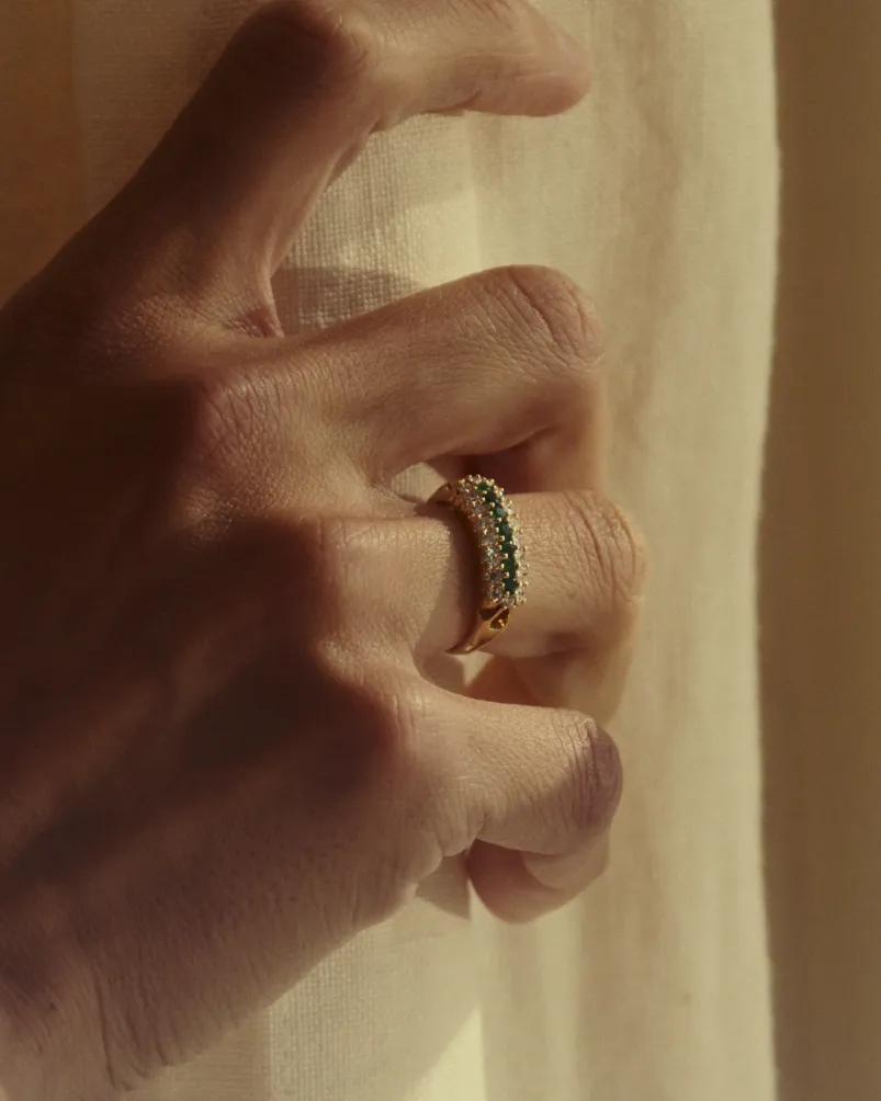 'Ivy' Wrap Ring | Emerald & Diamond