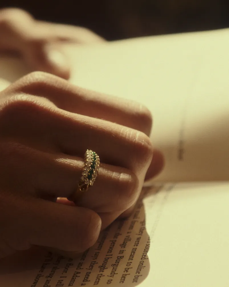'Ivy' Wrap Ring | Emerald & Diamond