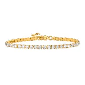 Joy Waterproof CZ Crystal 2mm Chain Bracelet 18K Gold Plating
