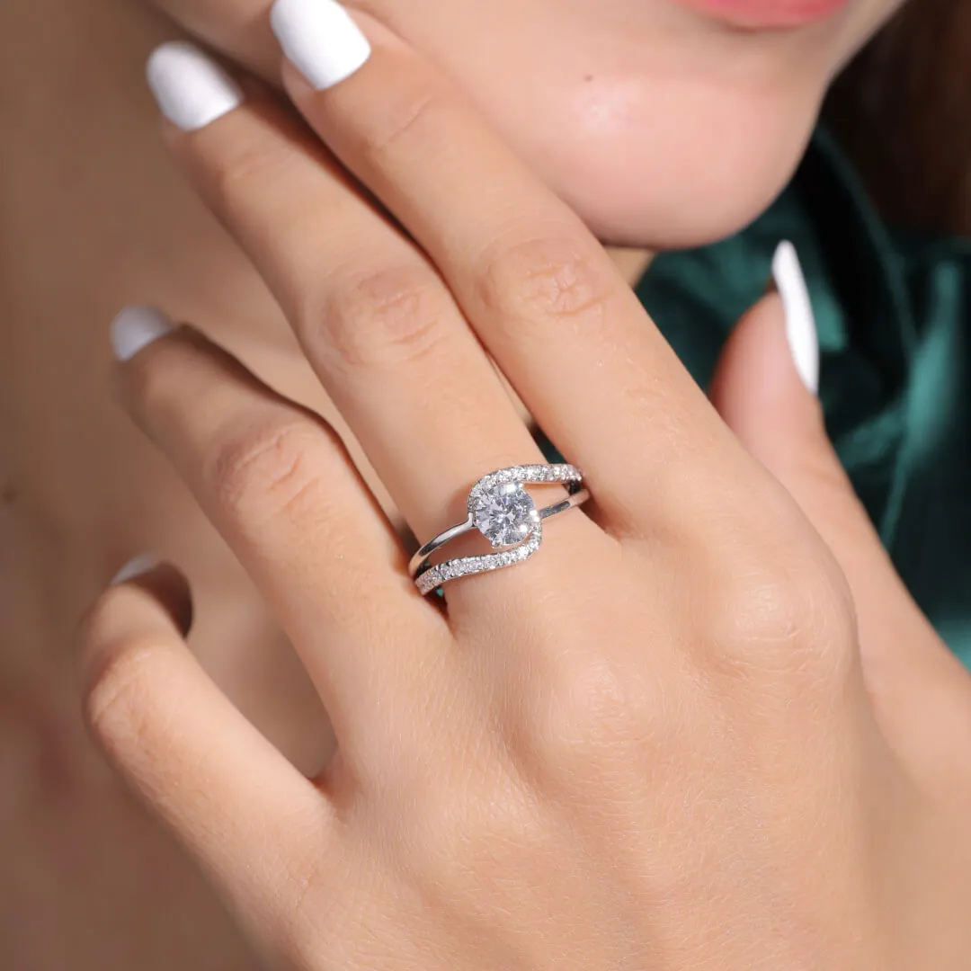 Justine Solitaire Silver Ring For Women