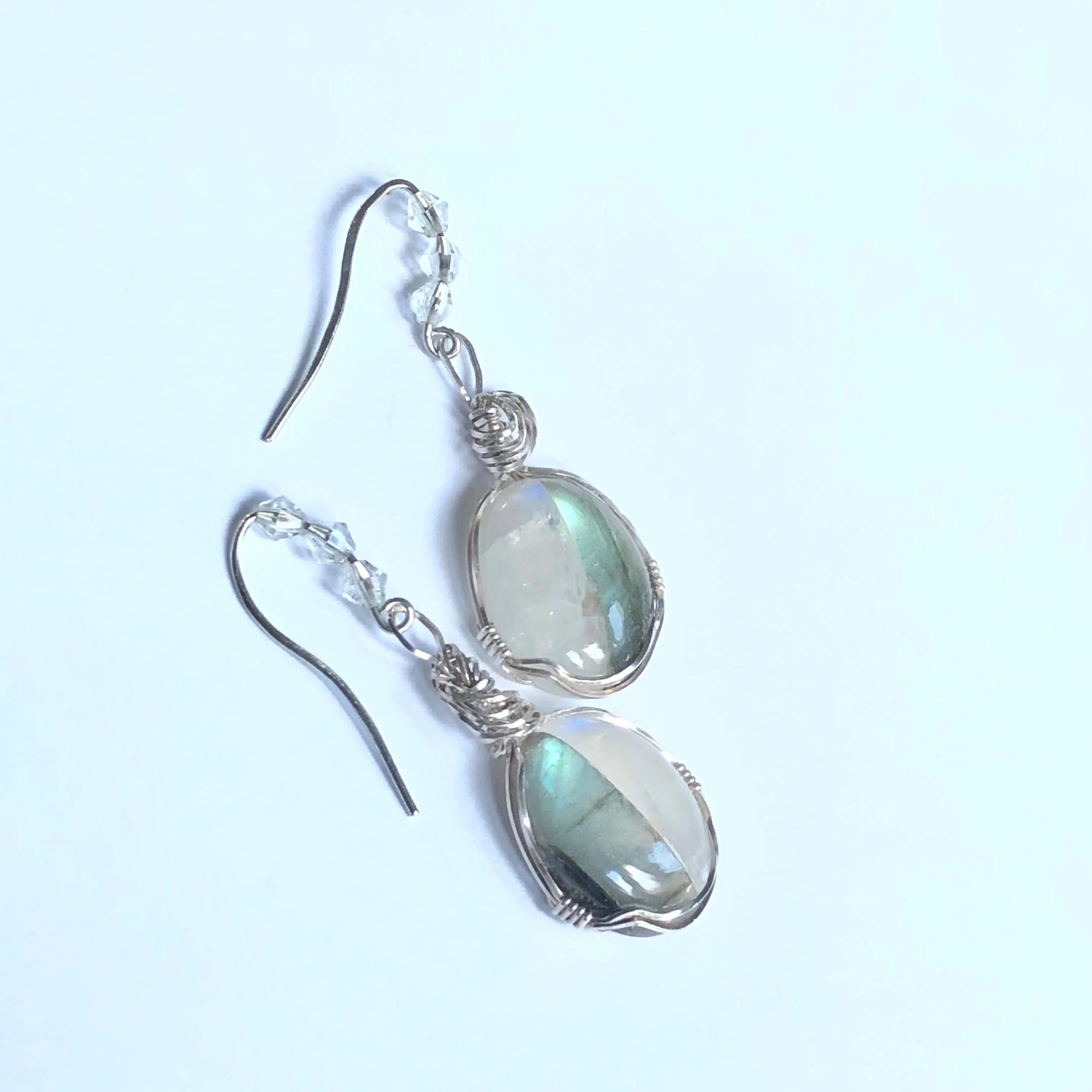 Labradorite Moonstone Oval Drop earrings