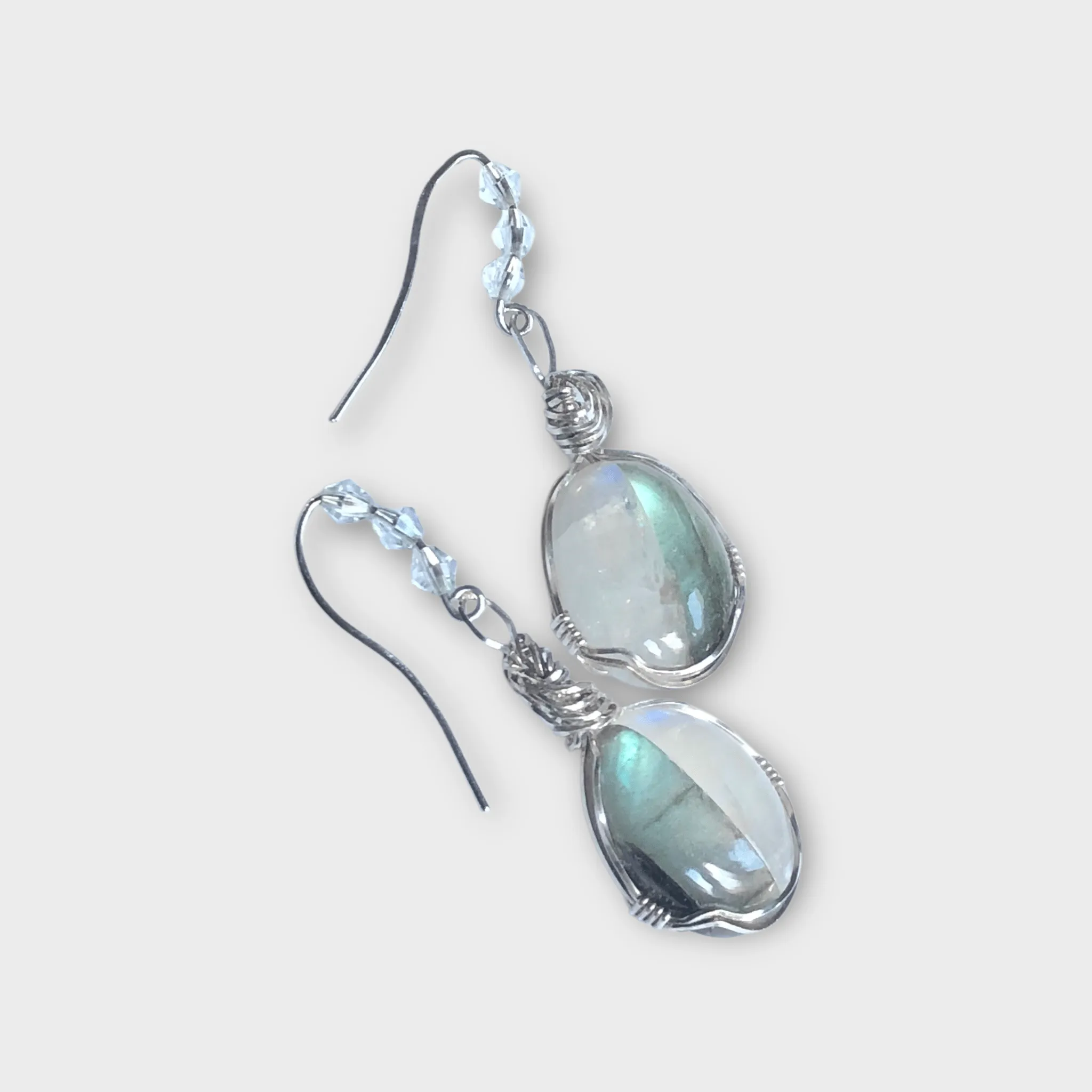 Labradorite Moonstone Oval Drop earrings