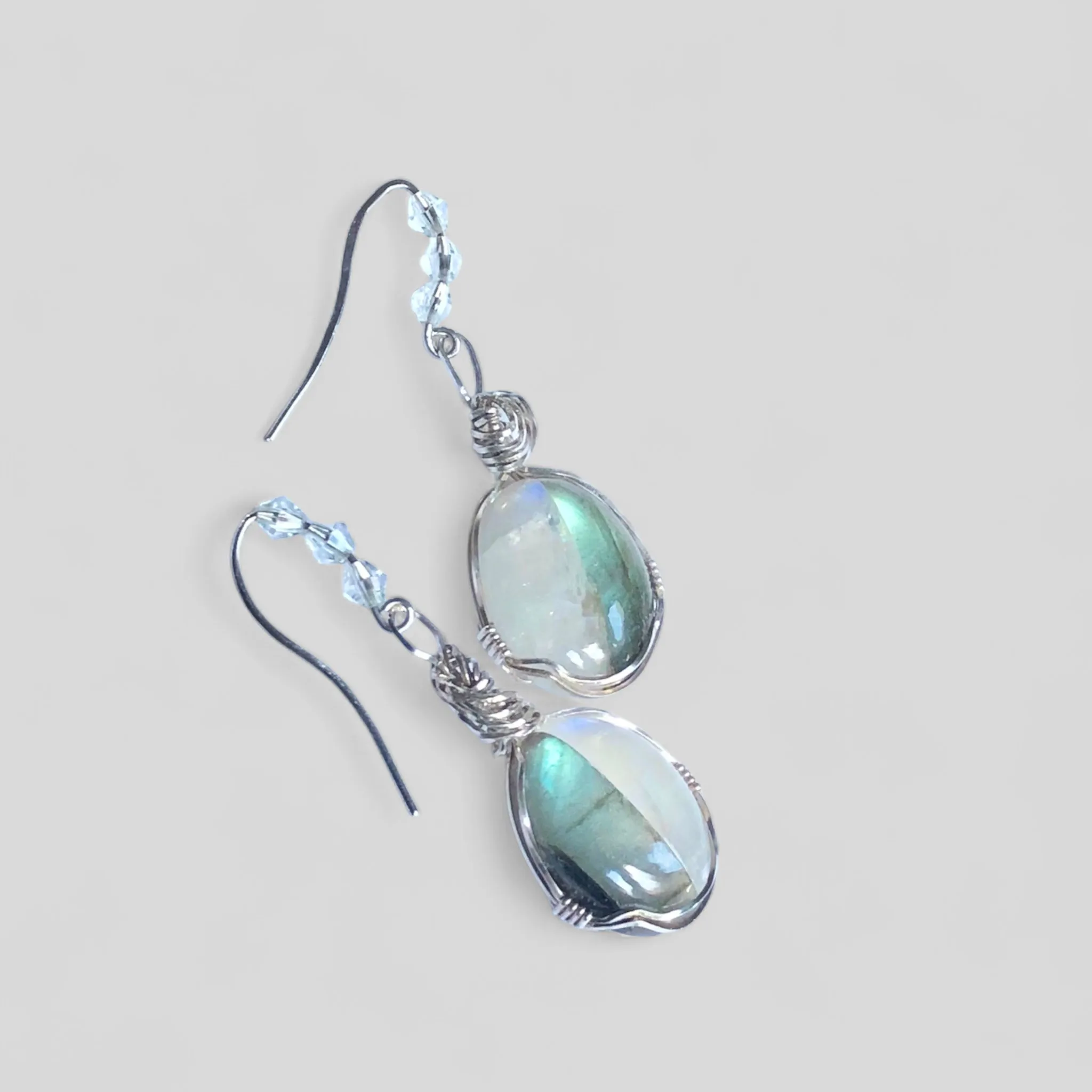 Labradorite Moonstone Oval Drop earrings