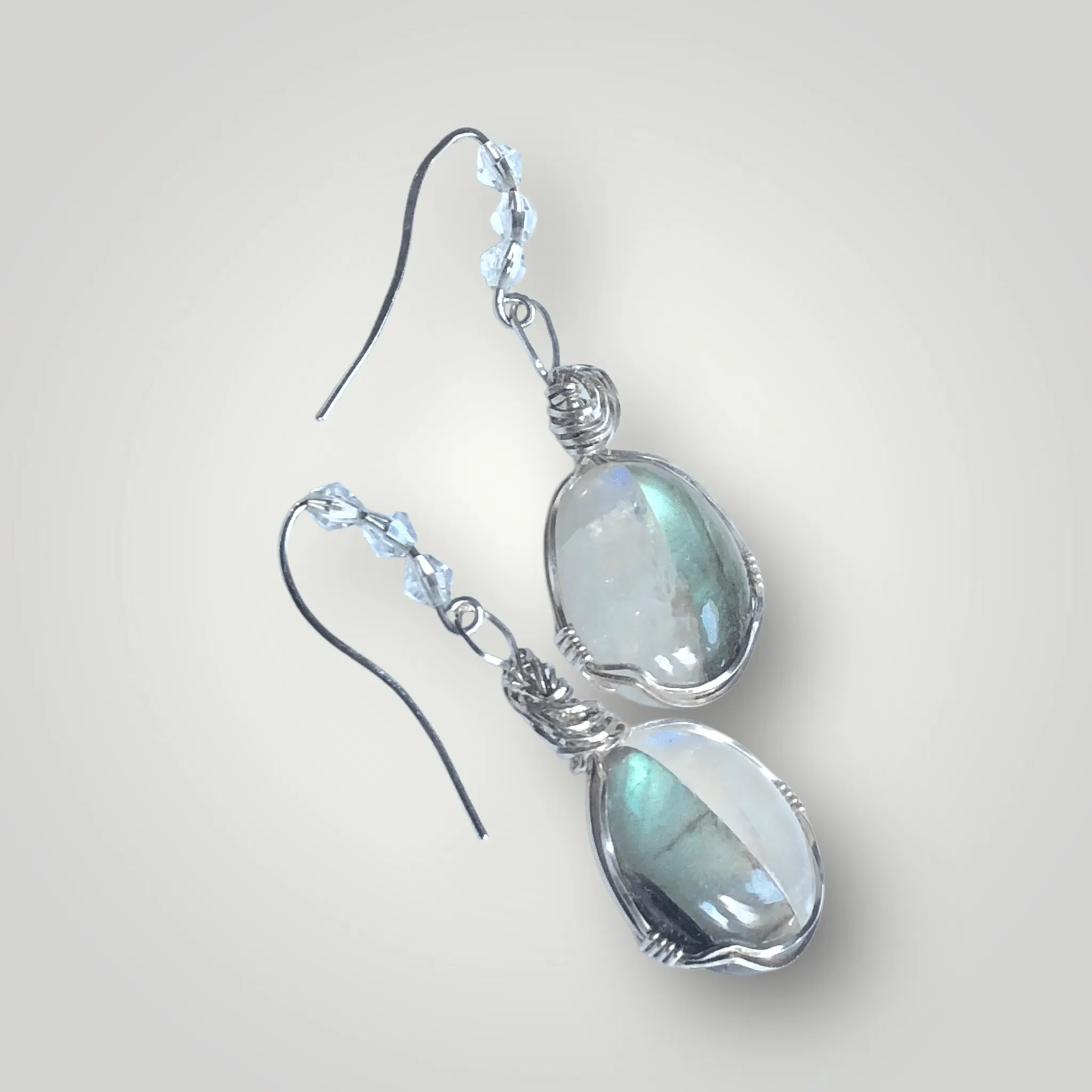 Labradorite Moonstone Oval Drop earrings