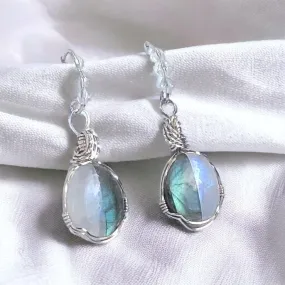 Labradorite Moonstone Oval Drop earrings