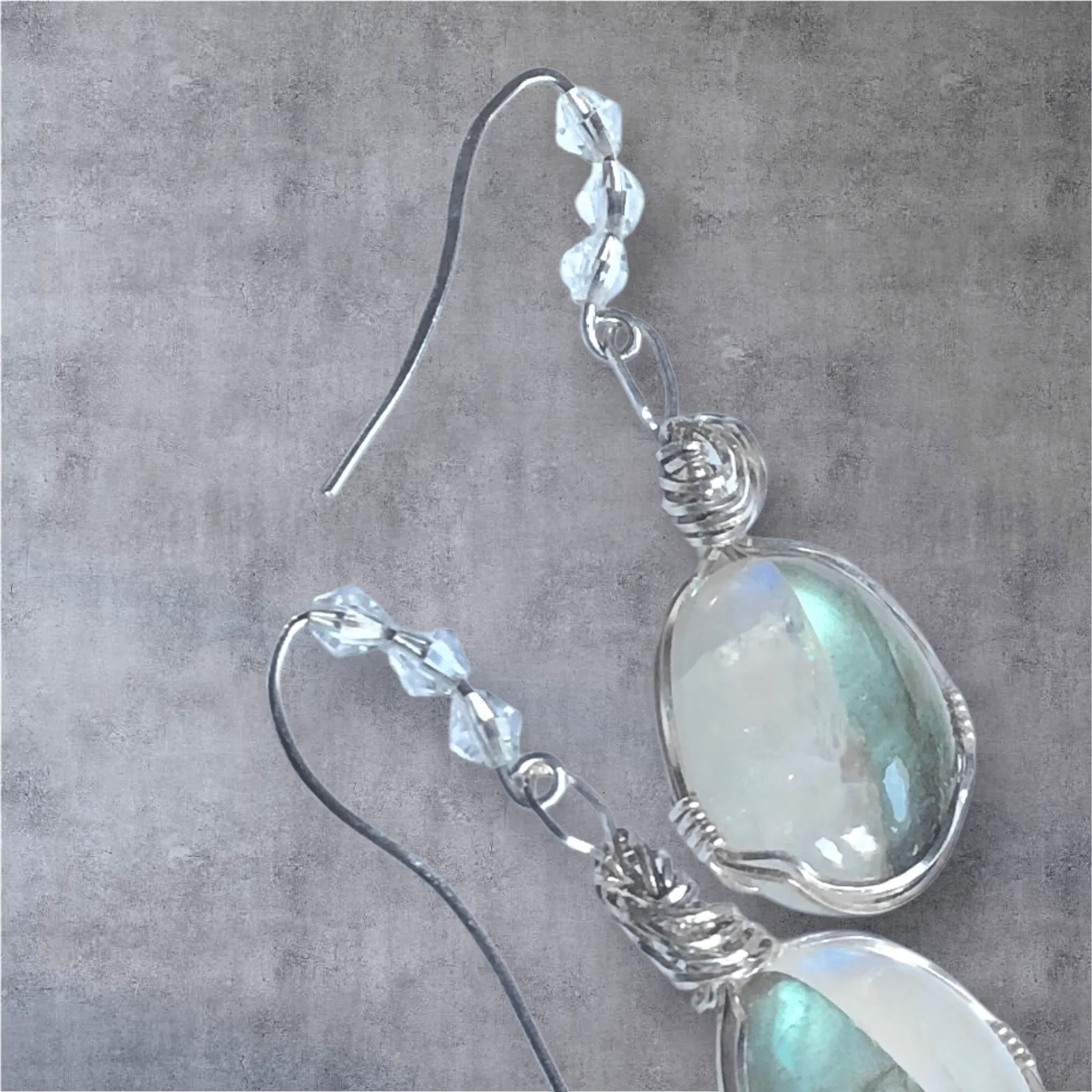 Labradorite Moonstone Oval Drop earrings
