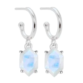 Laihas Miraculous Hexagon Moonstone Hoop Earrings