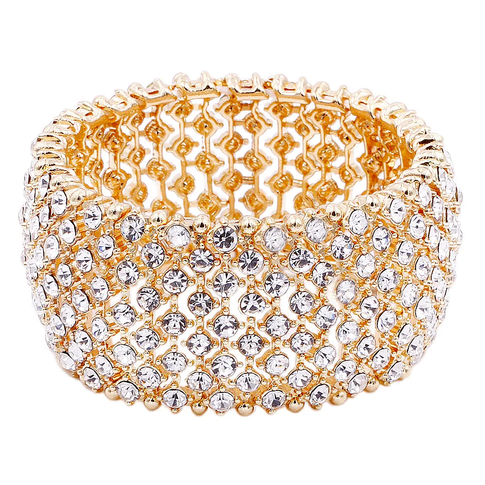 Lavencious Tennis Rhinestone 7" Stretch Bridal Bracelets Evening Party Jewelry For Women Girl
