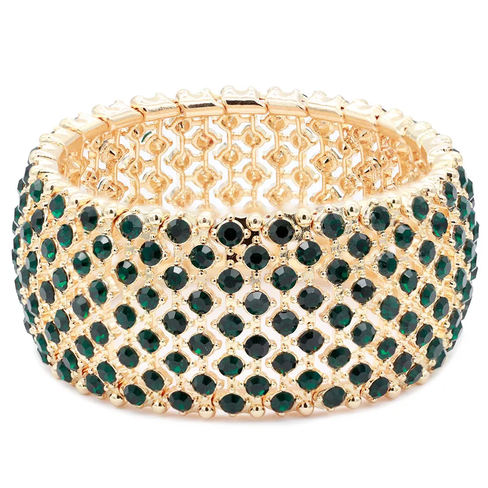 Lavencious Tennis Rhinestone 7" Stretch Bridal Bracelets Evening Party Jewelry For Women Girl