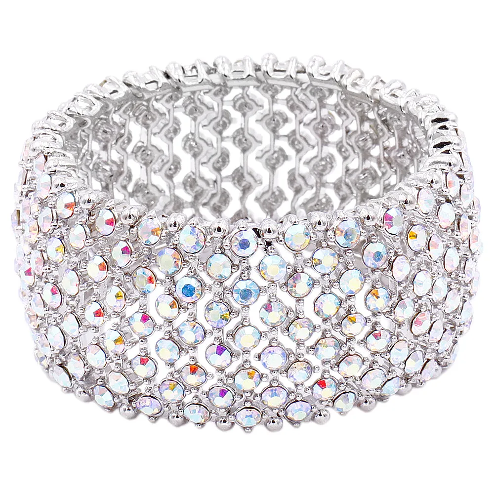 Lavencious Tennis Rhinestone 7" Stretch Bridal Bracelets Evening Party Jewelry For Women Girl