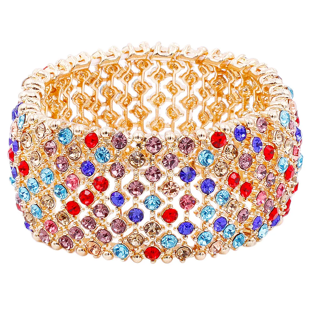 Lavencious Tennis Rhinestone 7" Stretch Bridal Bracelets Evening Party Jewelry For Women Girl