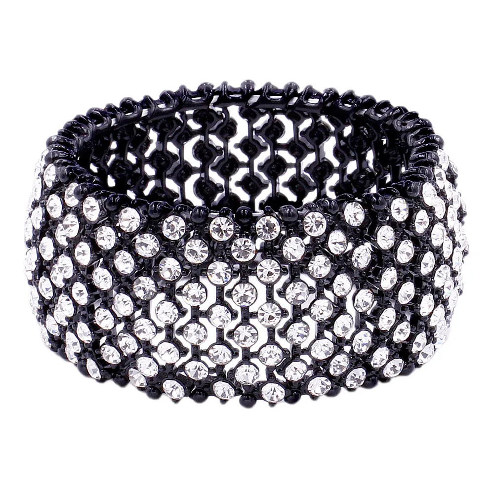 Lavencious Tennis Rhinestone 7" Stretch Bridal Bracelets Evening Party Jewelry For Women Girl