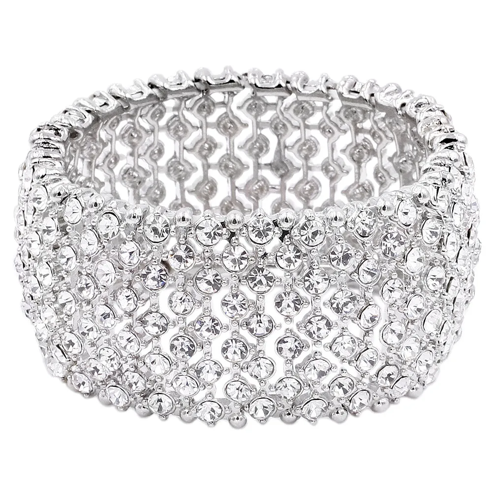 Lavencious Tennis Rhinestone 7" Stretch Bridal Bracelets Evening Party Jewelry For Women Girl