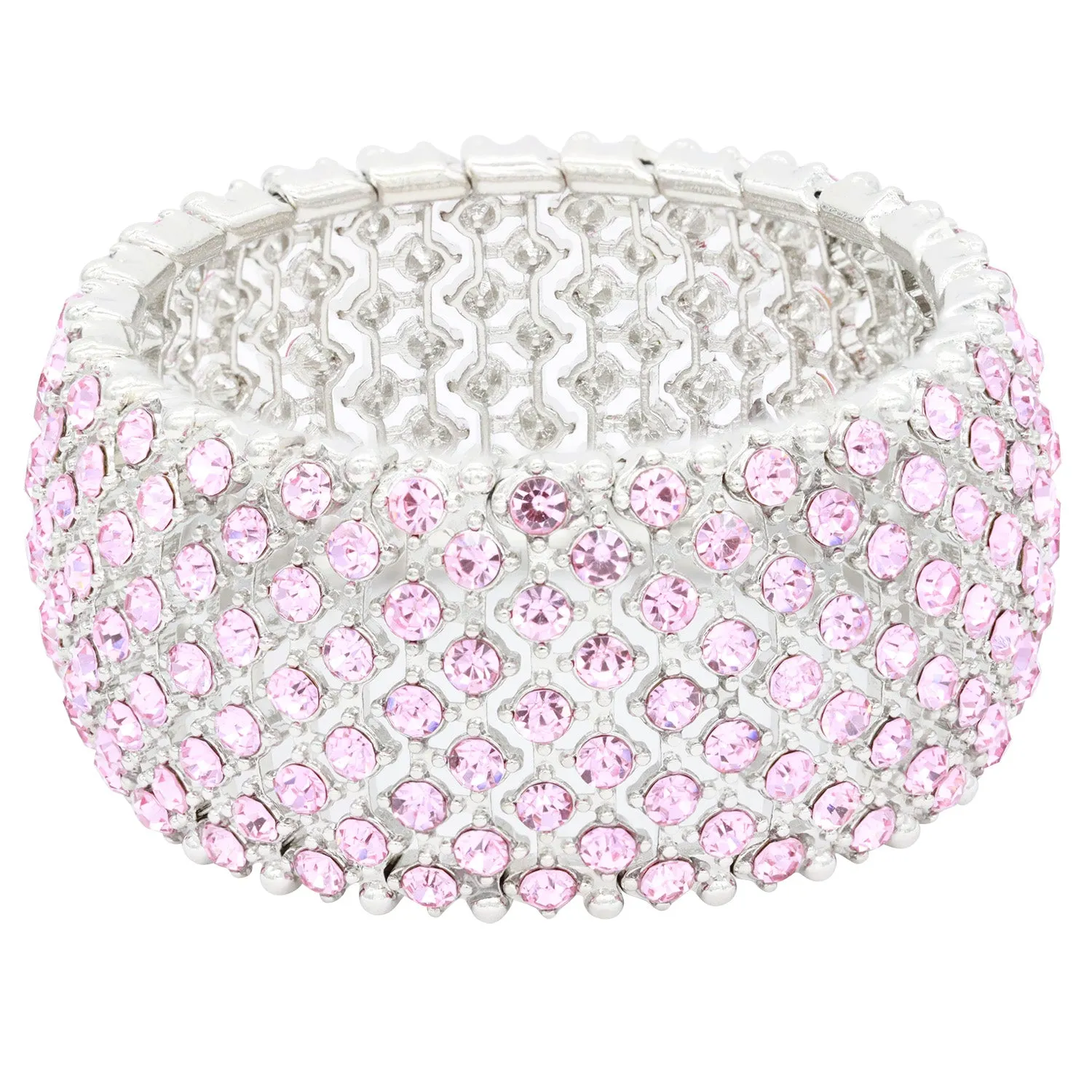 Lavencious Tennis Rhinestone 7" Stretch Bridal Bracelets Evening Party Jewelry For Women Girl