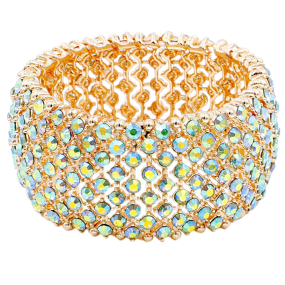 Lavencious Tennis Rhinestone 7" Stretch Bridal Bracelets Evening Party Jewelry For Women Girl