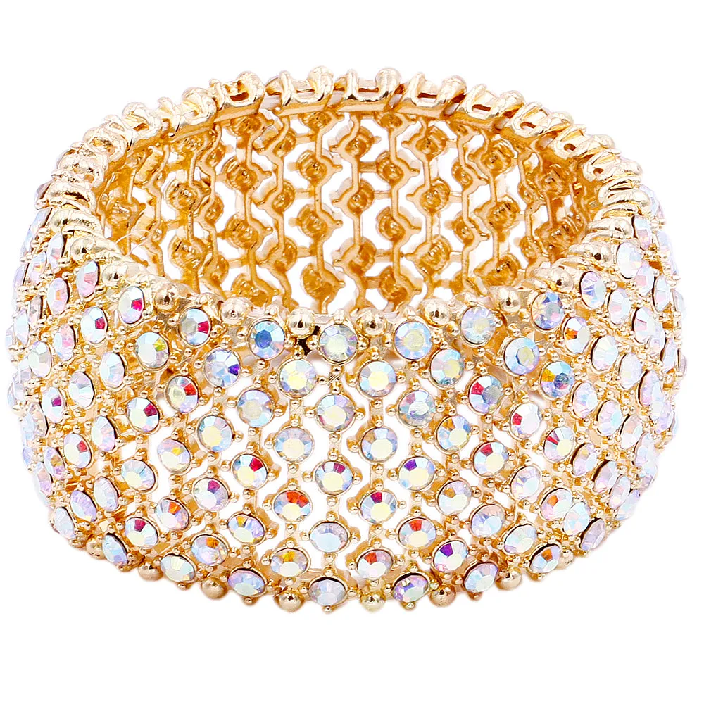 Lavencious Tennis Rhinestone 7" Stretch Bridal Bracelets Evening Party Jewelry For Women Girl