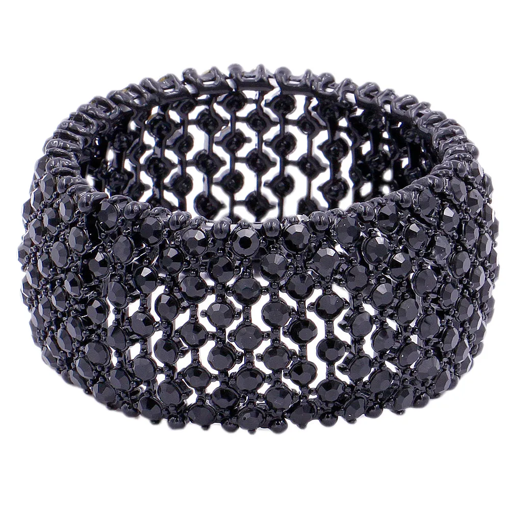 Lavencious Tennis Rhinestone 7" Stretch Bridal Bracelets Evening Party Jewelry For Women Girl