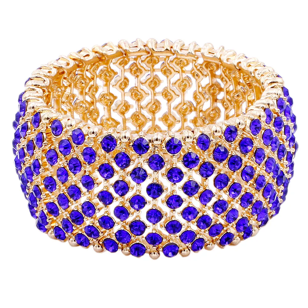 Lavencious Tennis Rhinestone 7" Stretch Bridal Bracelets Evening Party Jewelry For Women Girl