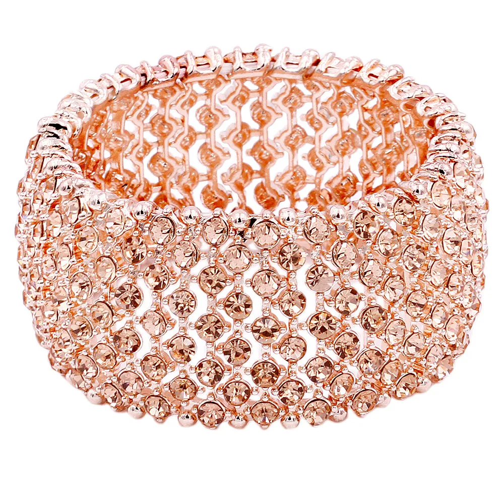 Lavencious Tennis Rhinestone 7" Stretch Bridal Bracelets Evening Party Jewelry For Women Girl
