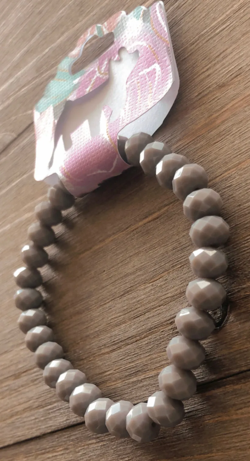 Light Purple/Grey Adjustable Beaded Bracelet