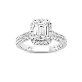 Love by Michelle Beville Emerald Halo Ring with 1.50ct of Laboratory Grown Diamonds in 18ct White Gold