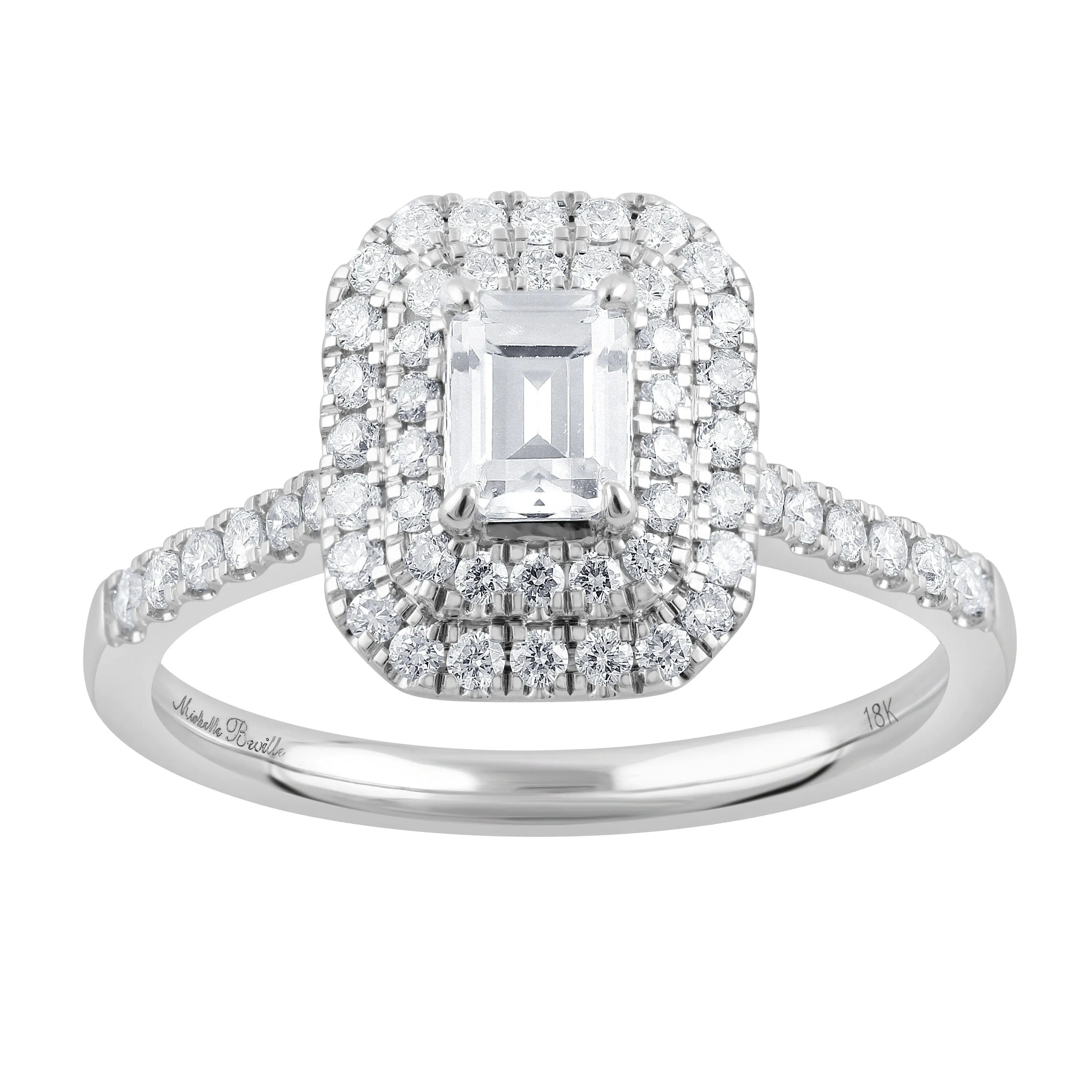 Love By Michelle Emerald Cut Solitaire Ring with 0.70ct of Diamonds in 18ct White Gold