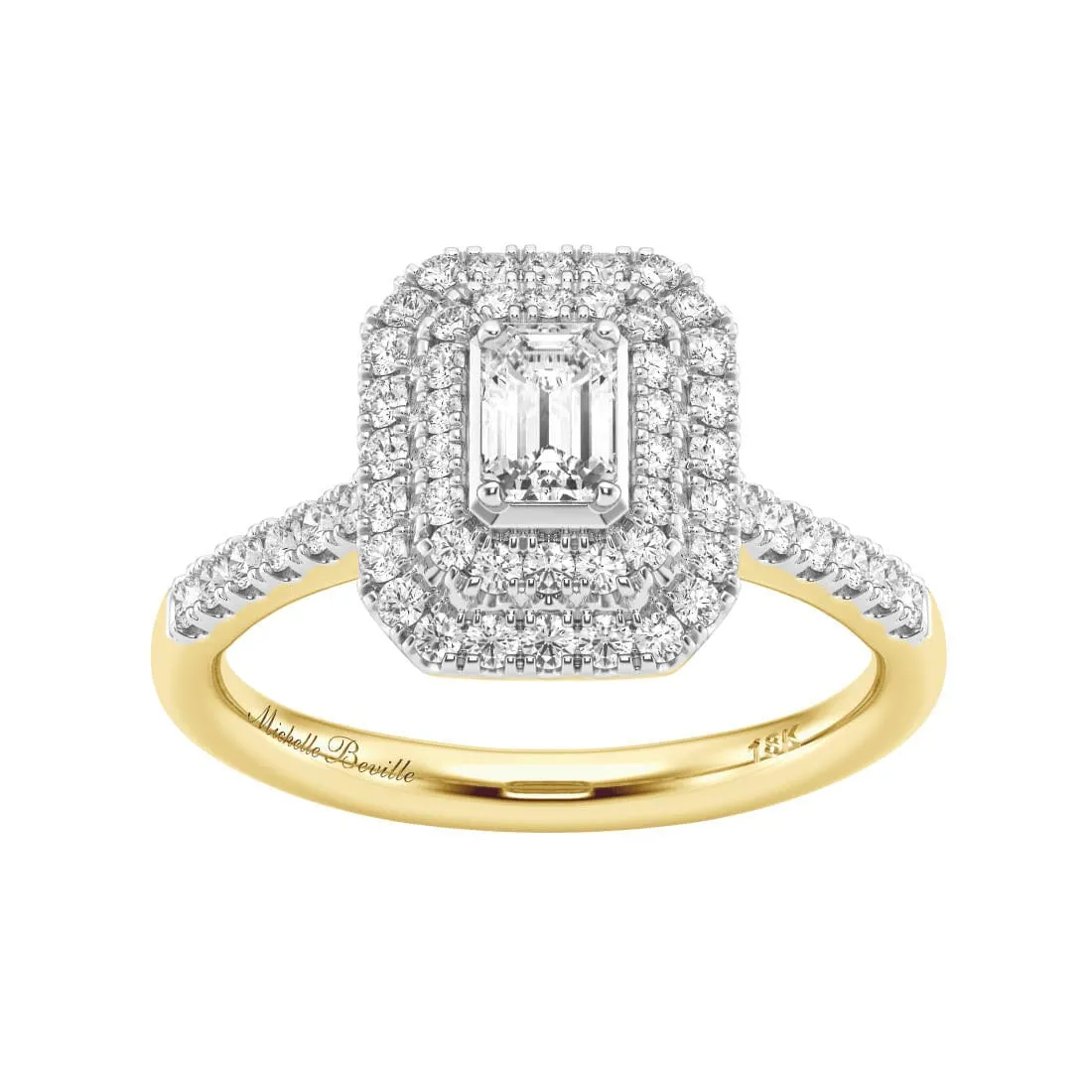 Love By Michelle Emerald Cut Solitaire Ring with 0.70ct of Diamonds in 18ct Yellow Gold