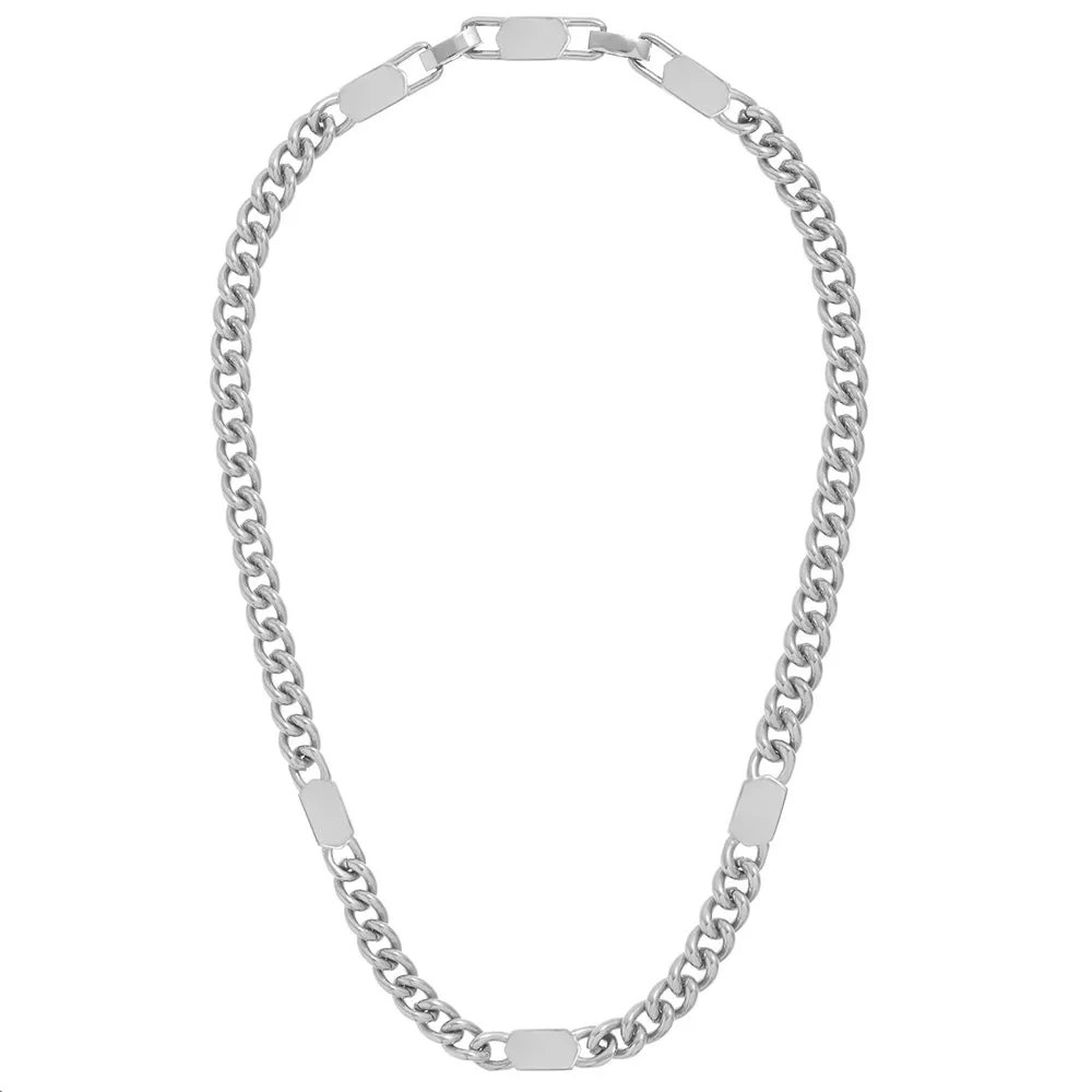 LUXE Stationed Tag Necklace - Silver