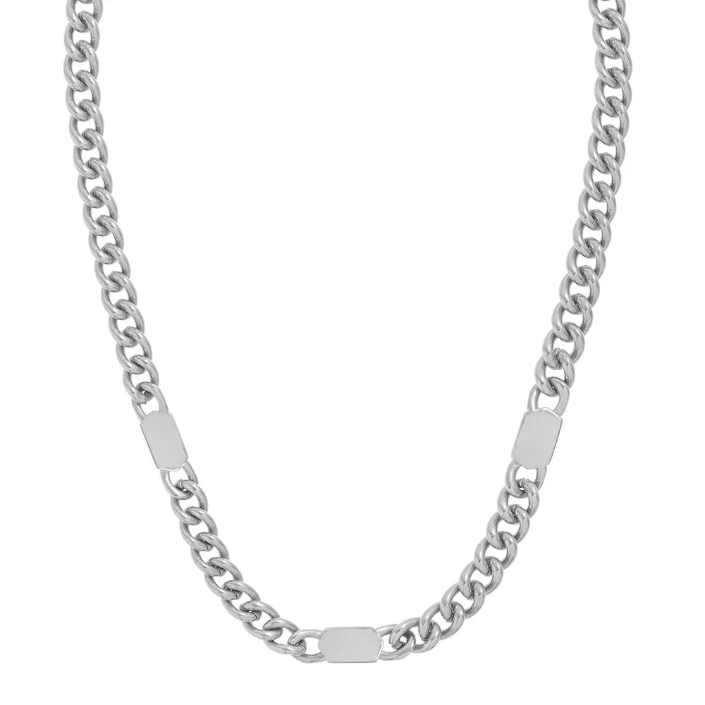 LUXE Stationed Tag Necklace - Silver