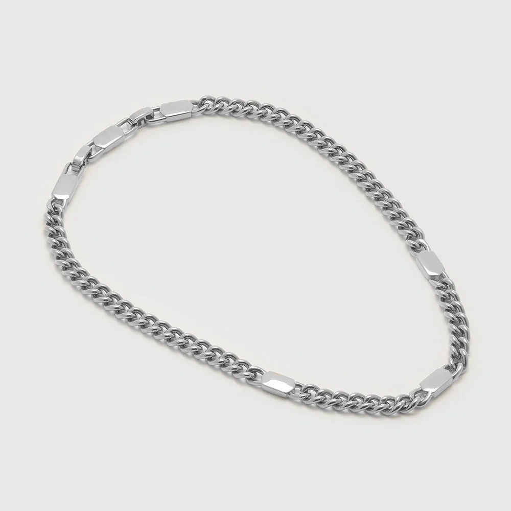 LUXE Stationed Tag Necklace - Silver