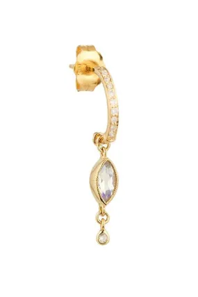 Marquise Moonstone Single Hoop Earring