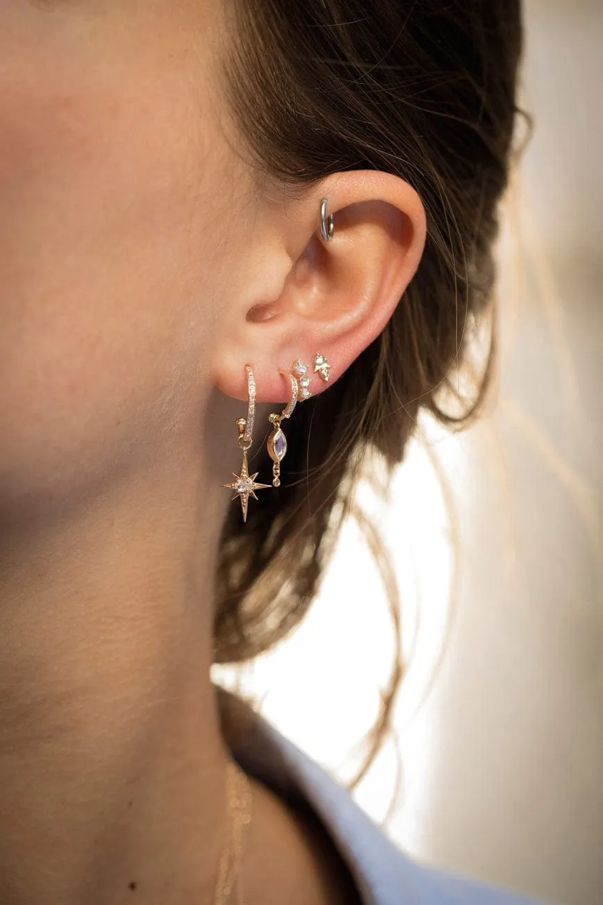 Marquise Moonstone Single Hoop Earring