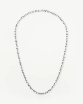 Mens Flat Curb Chain Necklace | Silver Plated