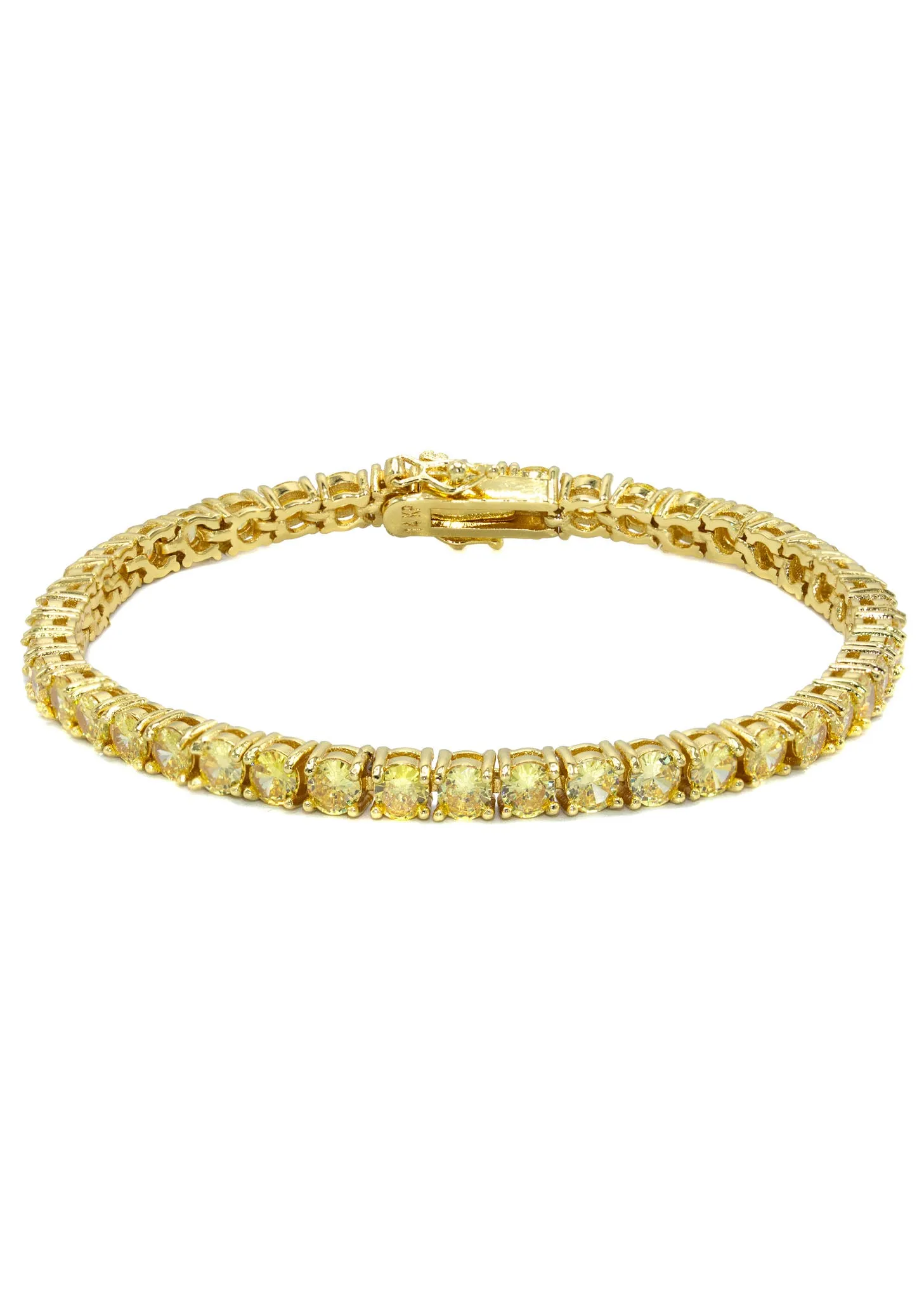 Mens Gold Yellow Canary Tennis Bracelet