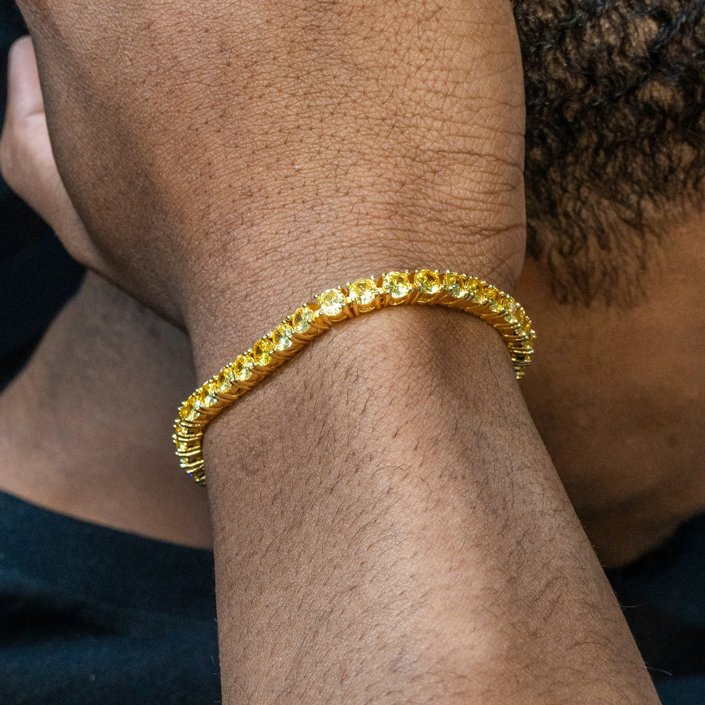 Mens Gold Yellow Canary Tennis Bracelet