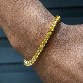 Mens Gold Yellow Canary Tennis Bracelet