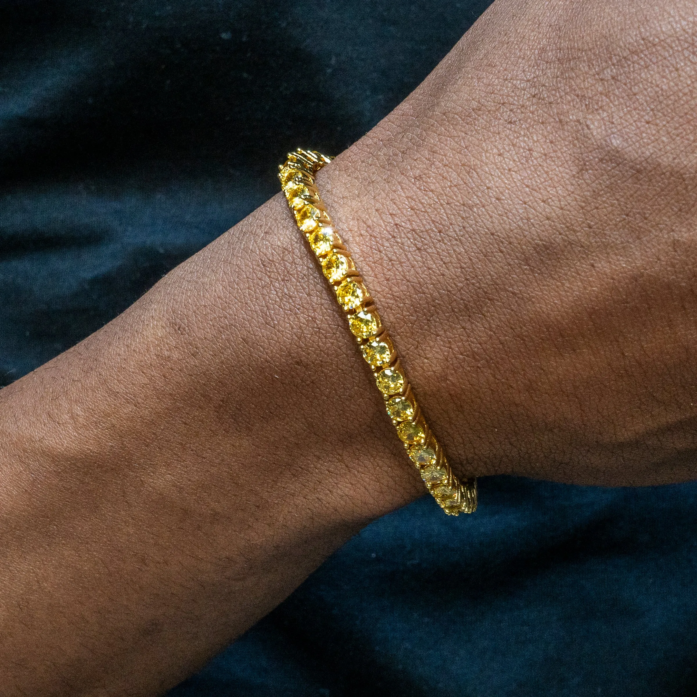 Mens Gold Yellow Canary Tennis Bracelet