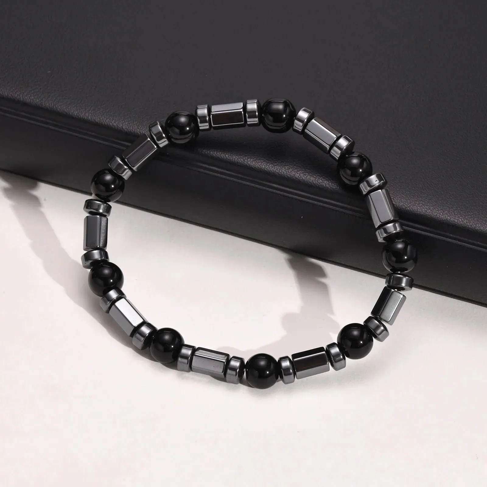 Mens Hematite Beads Chain Bracelets Gift Jewelry