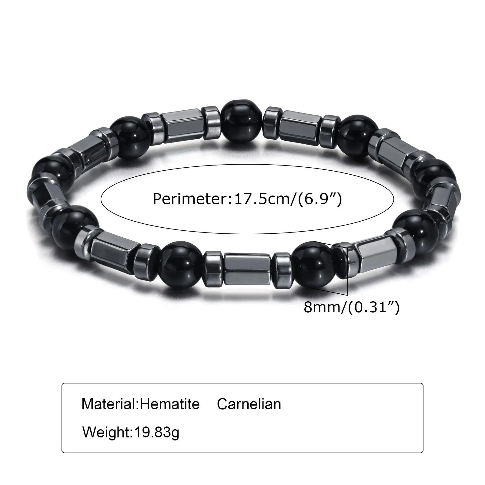 Mens Hematite Beads Chain Bracelets Gift Jewelry