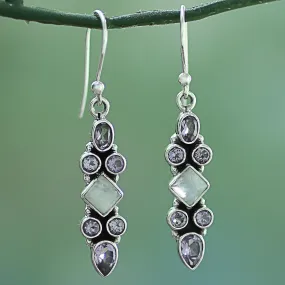 Mesmerizing Shapes Sterling Silver Rainbow Moonstone Dangle Earrings from India