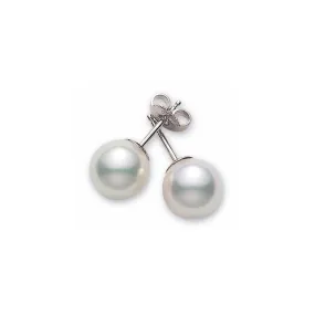 Mikimoto 18K White Gold Akoya A Quality Pearl Stud Earrings in 6 - 6.5mm