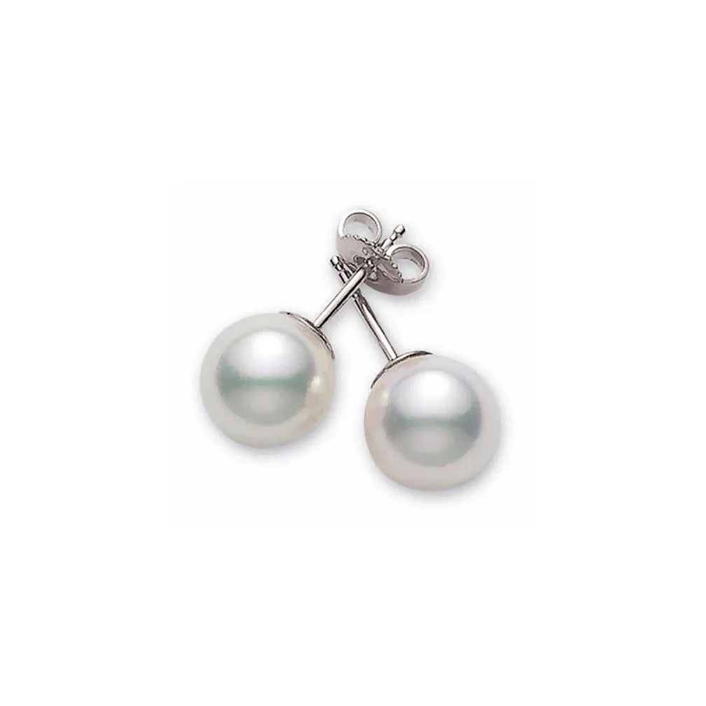 Mikimoto 18K White Gold Akoya A Quality Pearl Stud Earrings in 6 - 6.5mm
