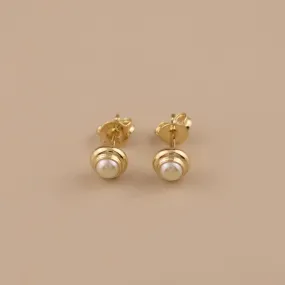 Mini Bezel Pearl Stud