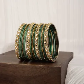 Mirror Shimmer Bangle Set in Green