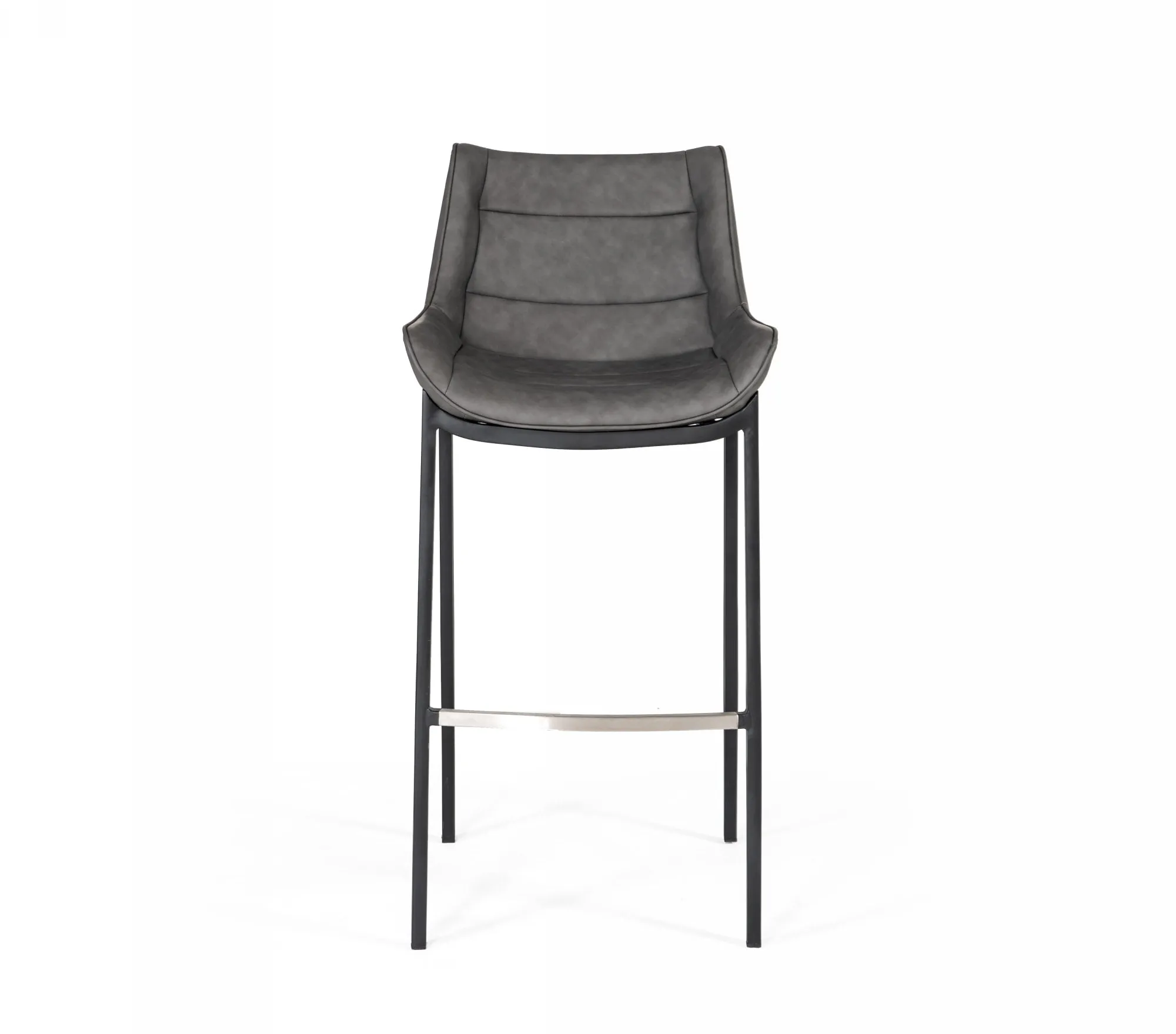 Modrest Robert - Modern Grey Eco-Leather Bar Stool - Set of 2
