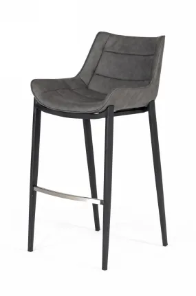 Modrest Robert - Modern Grey Eco-Leather Bar Stool - Set of 2