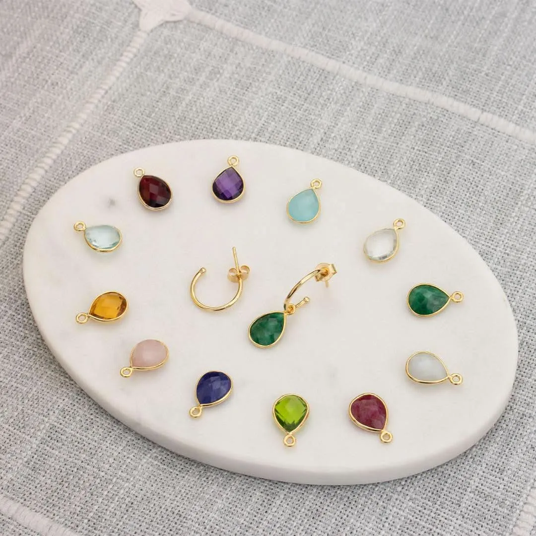 Moonstone Drop Hoop Earrings | Silver- June