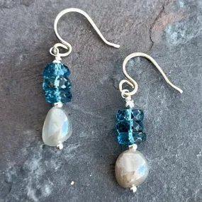 Moonstone London Blue Topaz Sterling Earrings