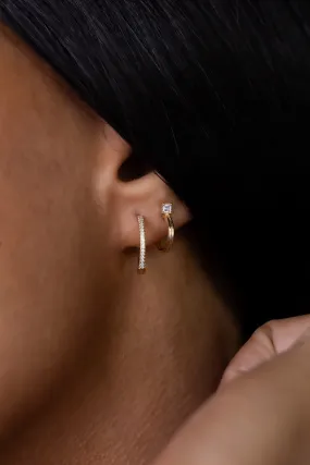 Moonstone with Thin Textured Hoop Earrings